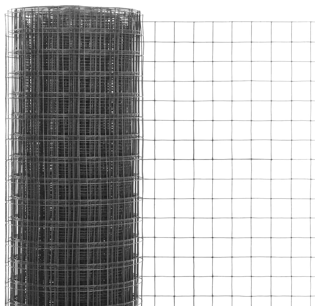 Cerca arame galinheiro 25x0,5m aço c/ revestimento PVC cinzento
