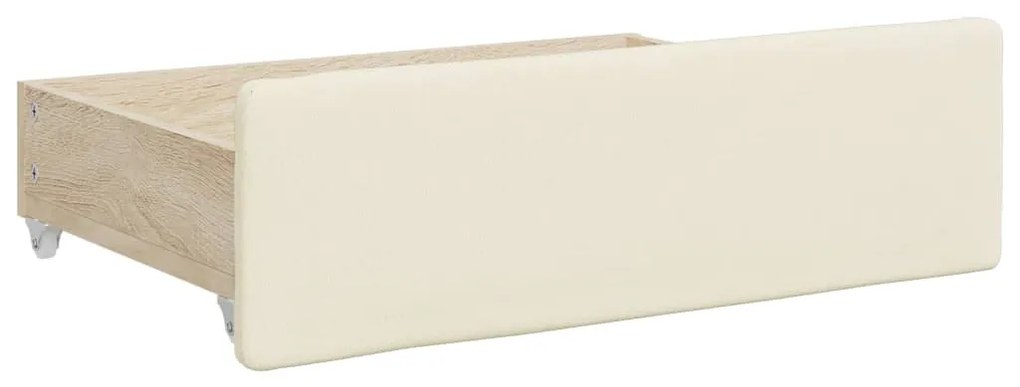 Sofá-cama c/ gavetão e gavetas 90x200 cm couro artif. cor creme
