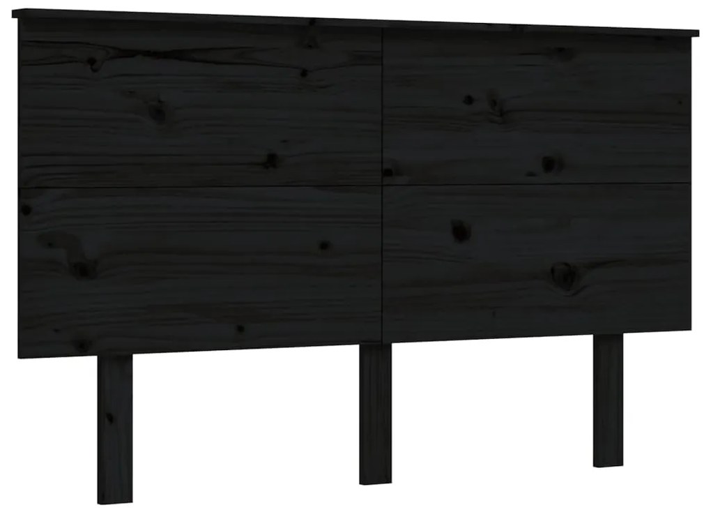 Estrutura de cama com cabeceira 140x190 cm madeira maciça preto