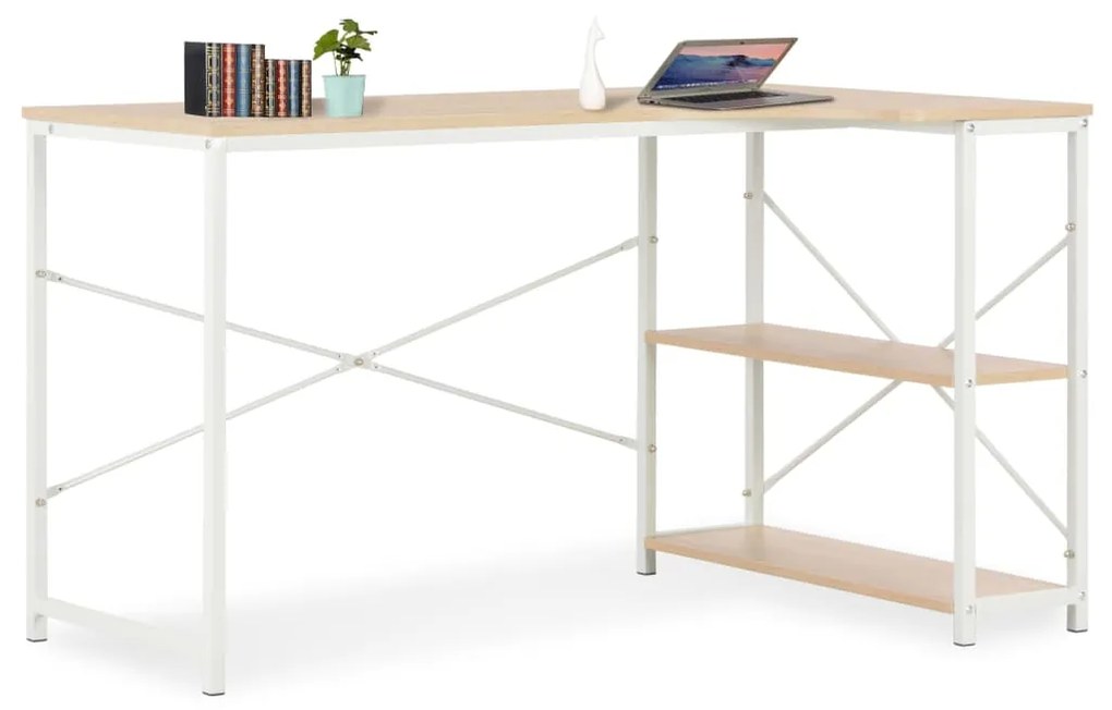vidaXL Secretária de computador 120x72x70 cm branco e carvalho