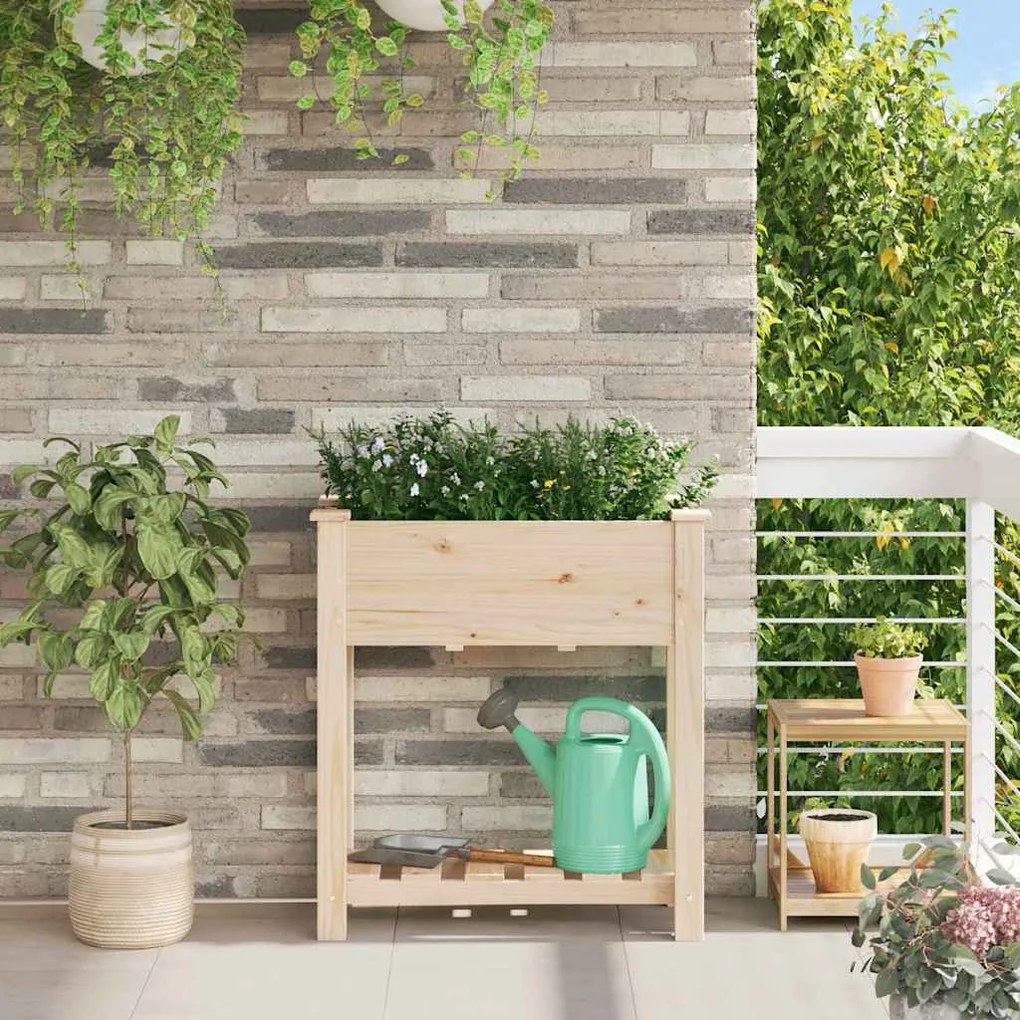 vidaXL Vaso de Jardim Bege 71 x 37 x 76.5 cm Madeira maciça de abeto