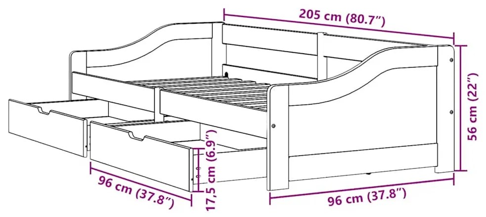 Sofá-cama com 2 gavetas sem colchão 90x200 cm IRUN branco&amp;rosa