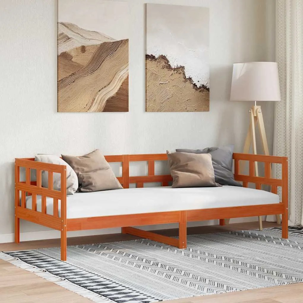 Sofá-cama sem colchão 90x200 cm pinho maciço castanho-mel