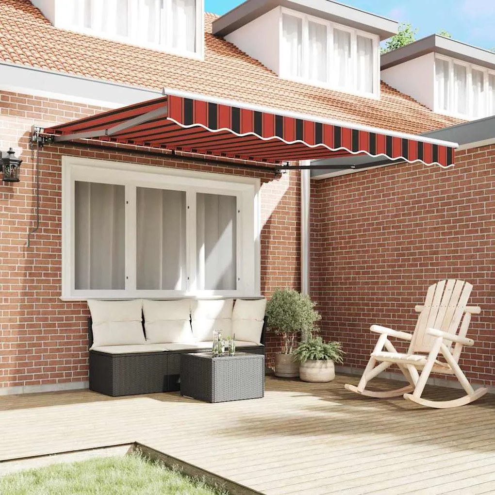 Toldo Retrátil Manual Laranja e Marrom 350x250 cm