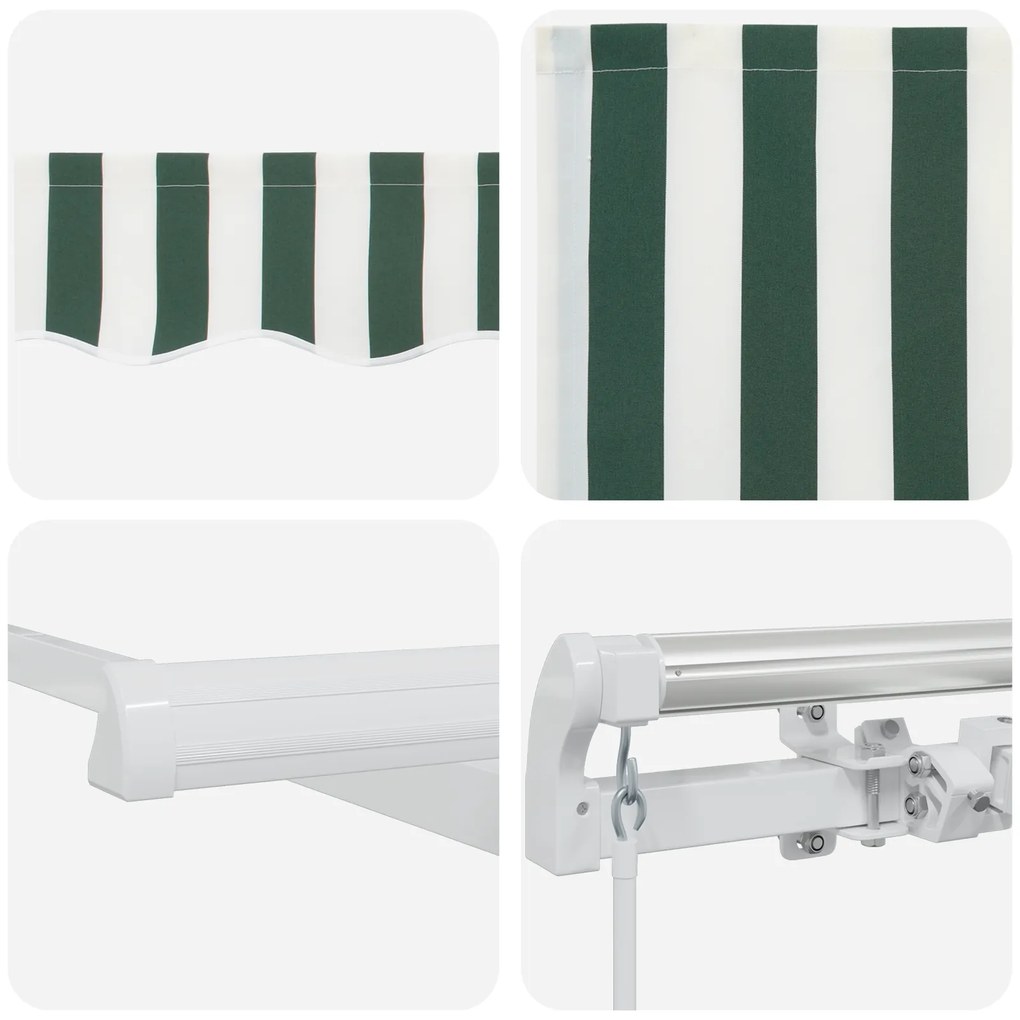 Toldo Retrátil Manual Verde e Branco 350x250 cm