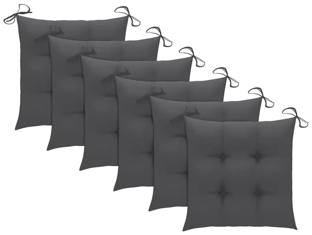 Cadeiras de jardim empiháveis c/ almofadões 6 pcs teca maciça