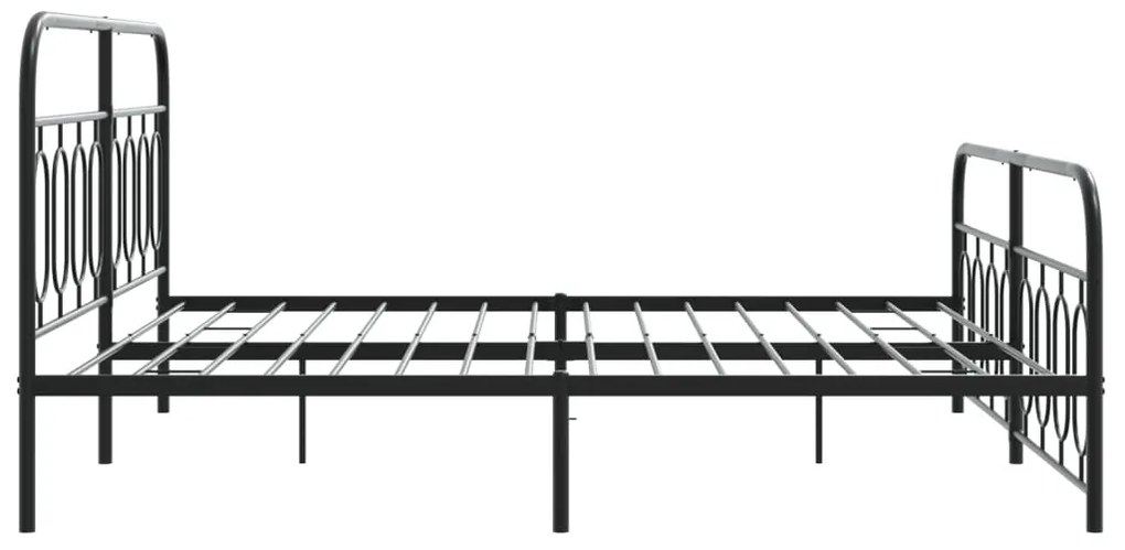 Estrutura de cama com cabeceira e pés 193x203 cm metal preto