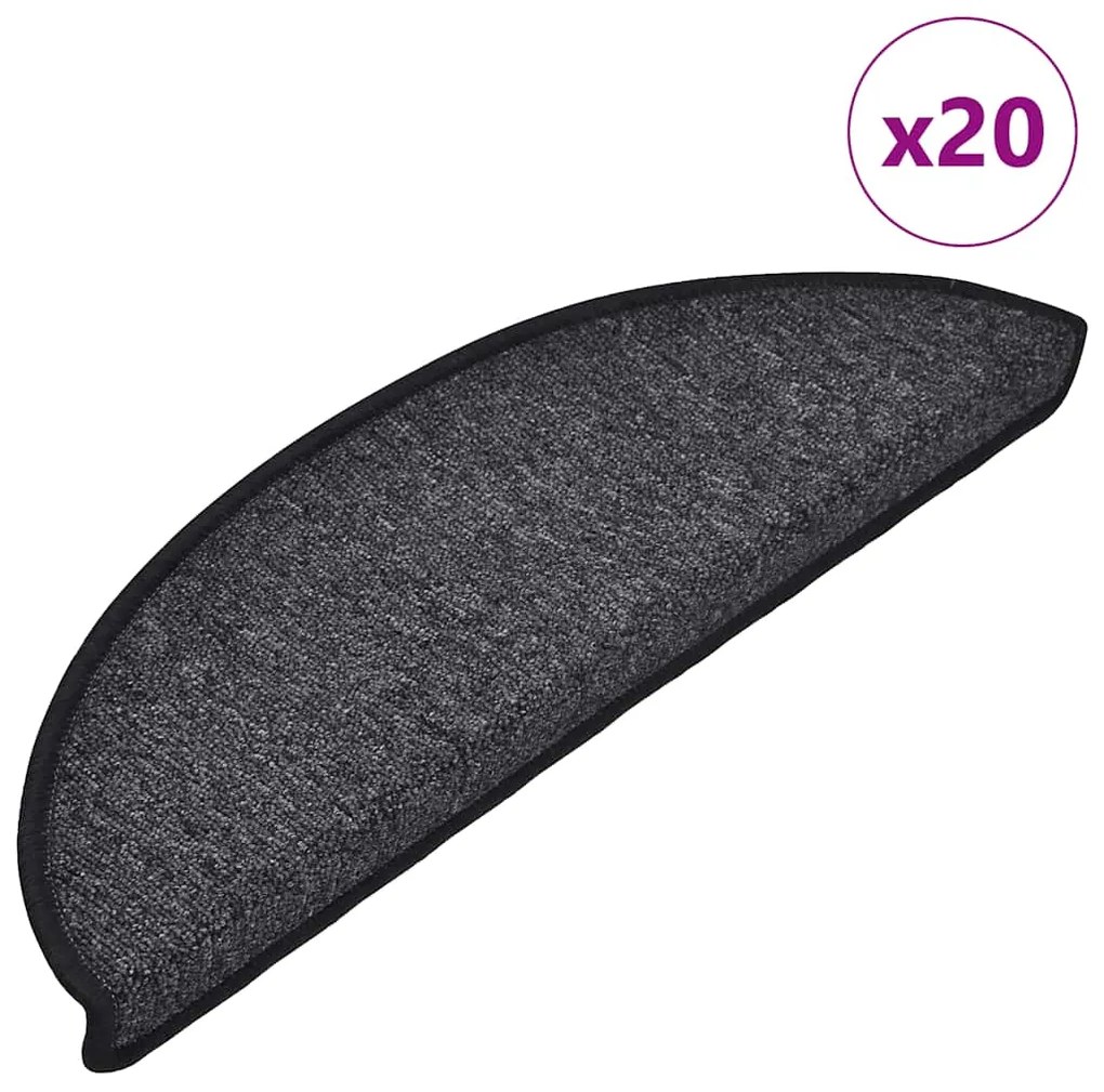 Tapetes de escada 20 pcs 56x17x3 cm antracite