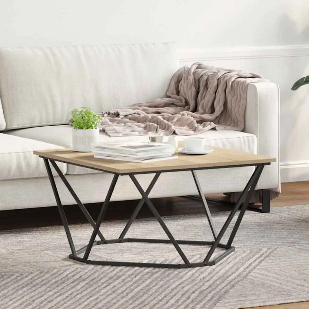 Mesa de Centro Carvalho Sonoma 80x80x45 cm Madeira de engenharia