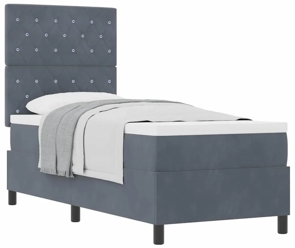 Cama Box Spring com Colchão vidaXL Cinza Escuro 80x200 cm Veludo