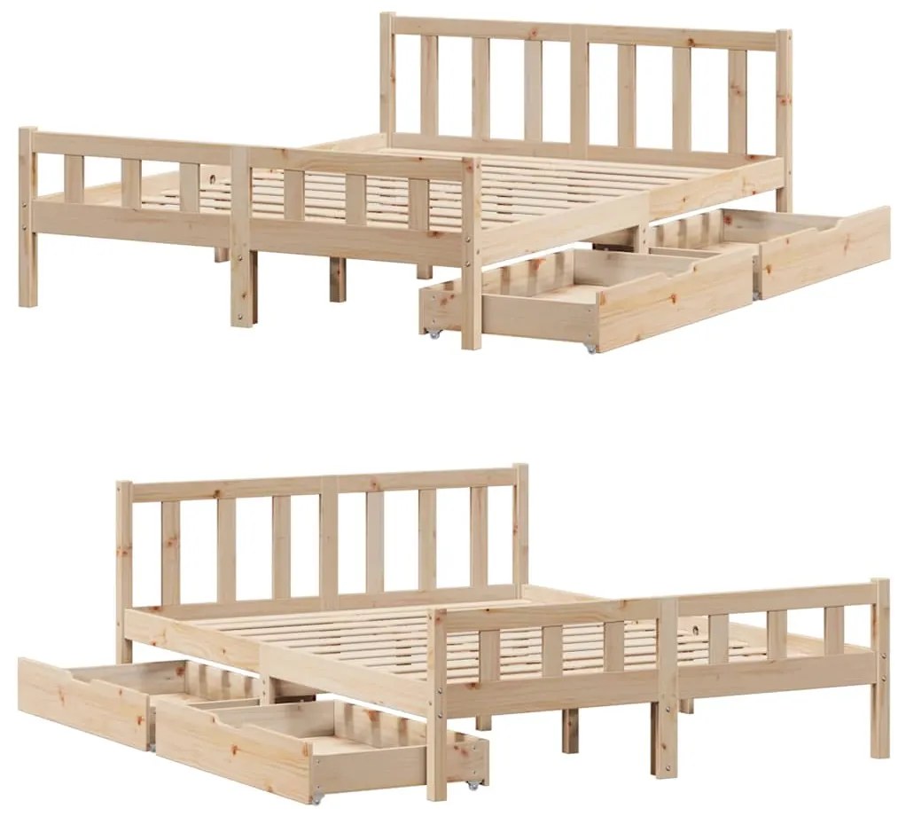 Cama sem colchão 160x200 cm madeira de pinho maciça