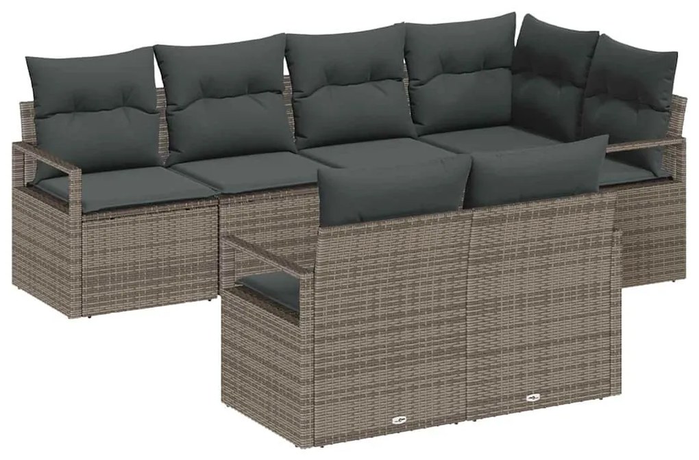Conjunto de Sofá para Jardim vidaXL com Almofadas Cinza Rattan Sintéti