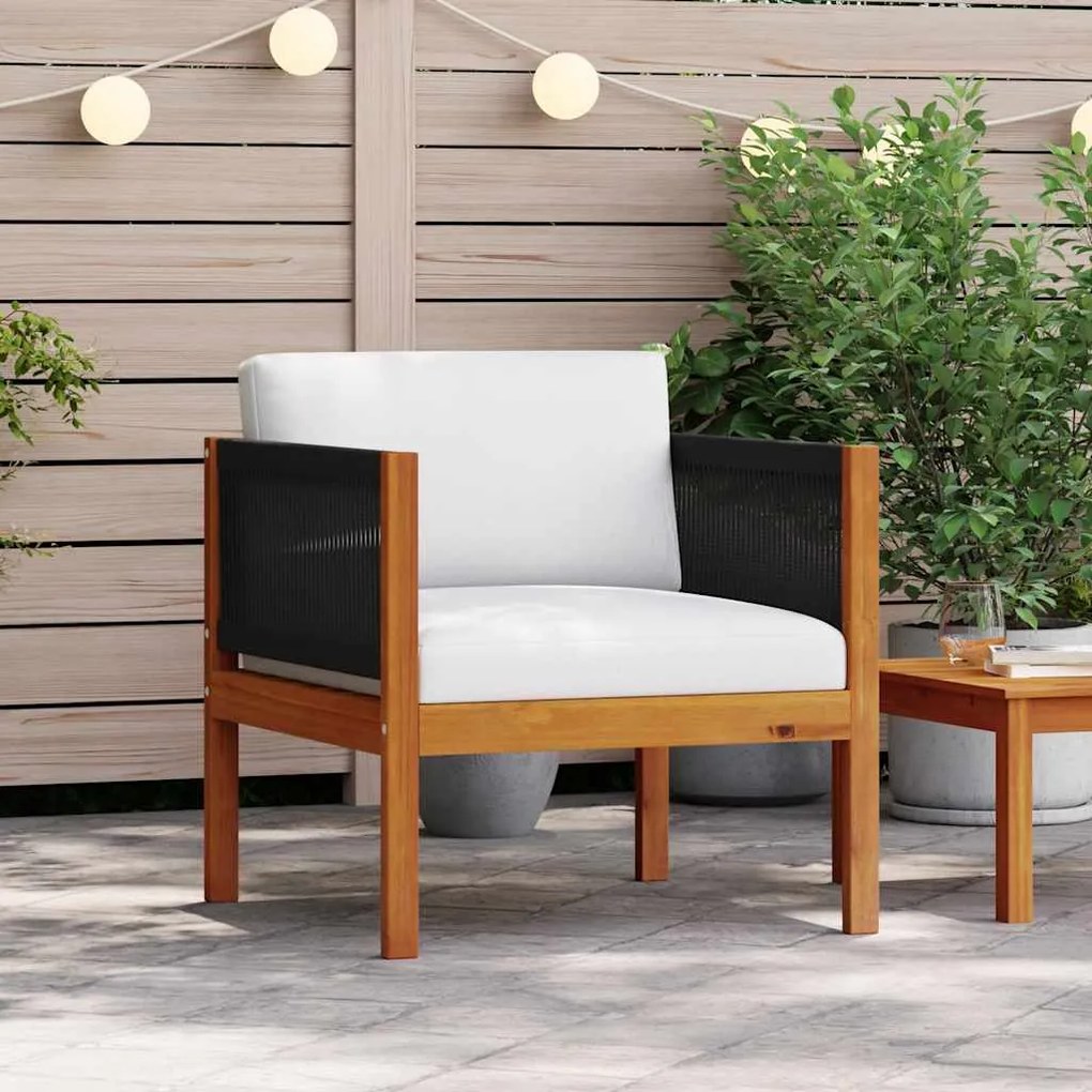 vidaXL Cadeira de jardim com almofadão madeira de acácia maciça