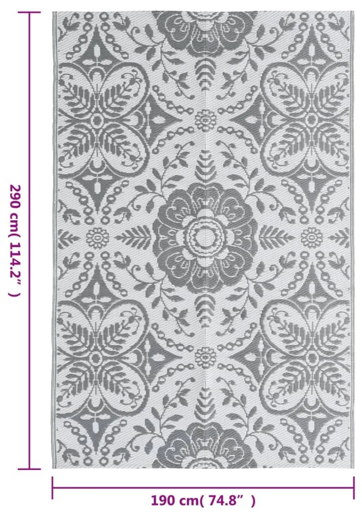 Tapete de exterior 190x290 cm ARAKIL PP cinzento-claro