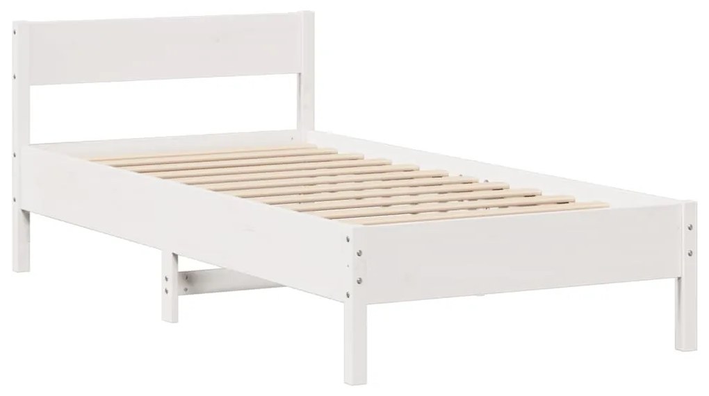 Cama com estante sem colchão 90x190 cm pinho maciço branco