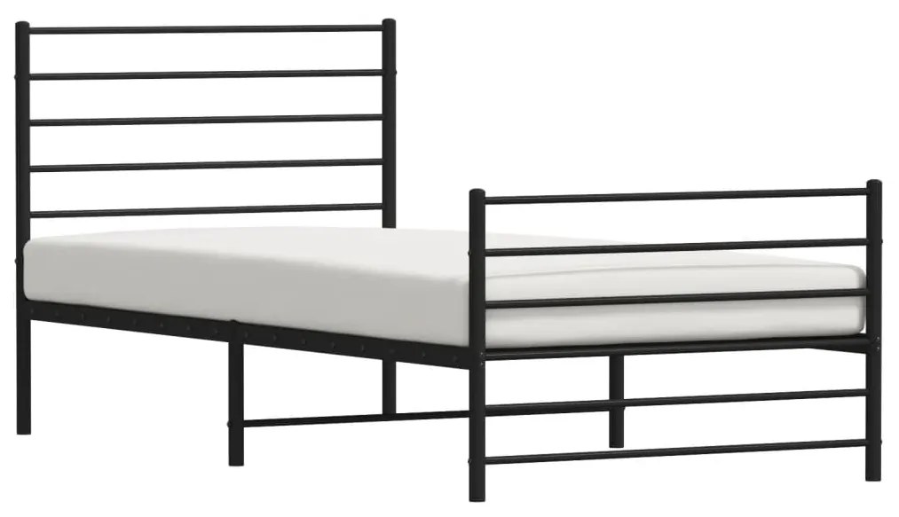 Estrutura de cama com cabeceira e pés 80x200 cm metal preto