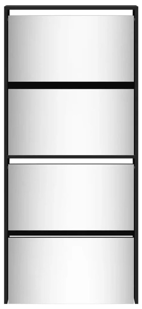 Sapateira com espelho 4 divisórias 63x17x134 cm preto