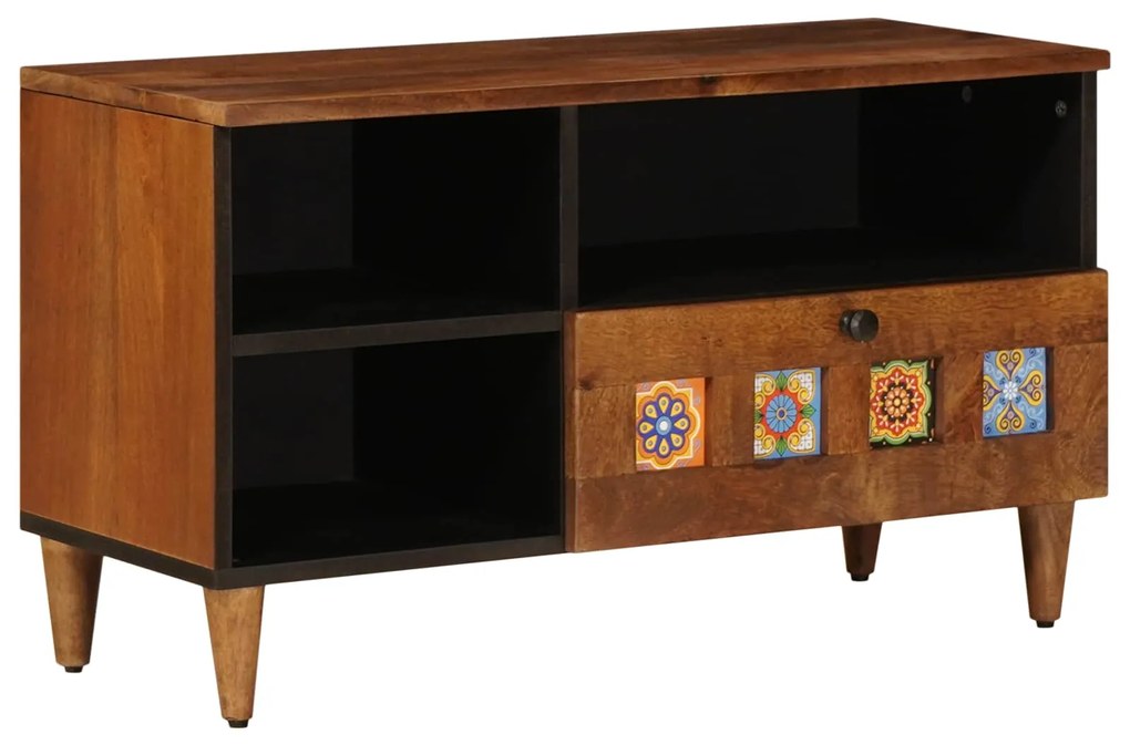 vidaXL Gabinete para TV com gaveta Nogueira 80 x 33,5 x 46 cm