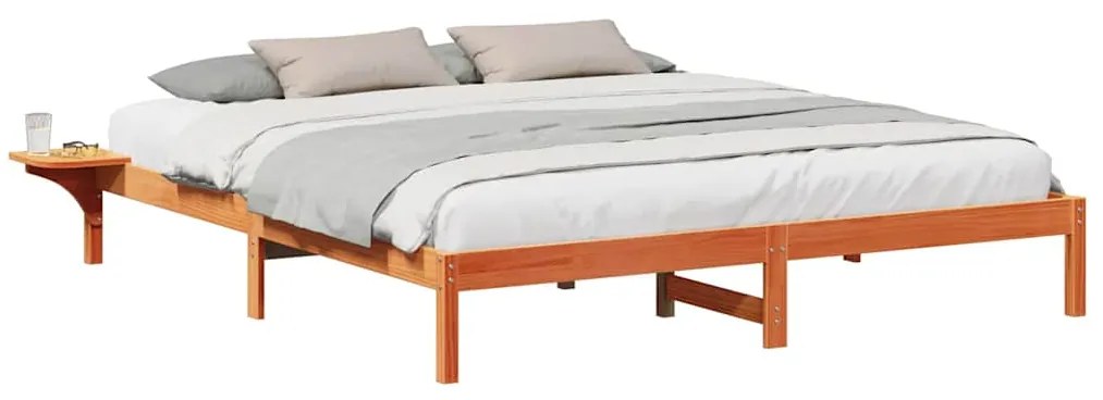 Estrutura de cama com mesas de cabeceira Castanho-mel