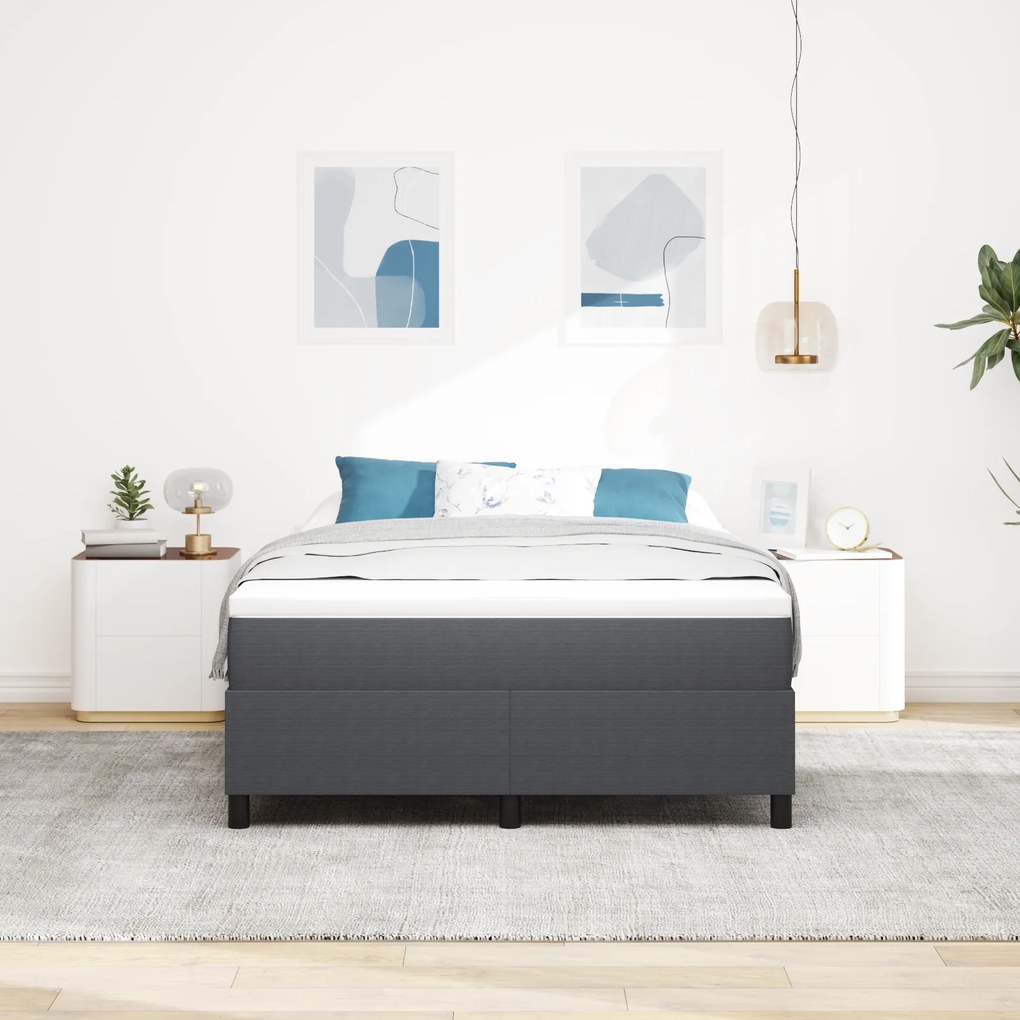Cama Box Spring com Colchão Cinza Escura 160x200 cm Tecido de Veludo C