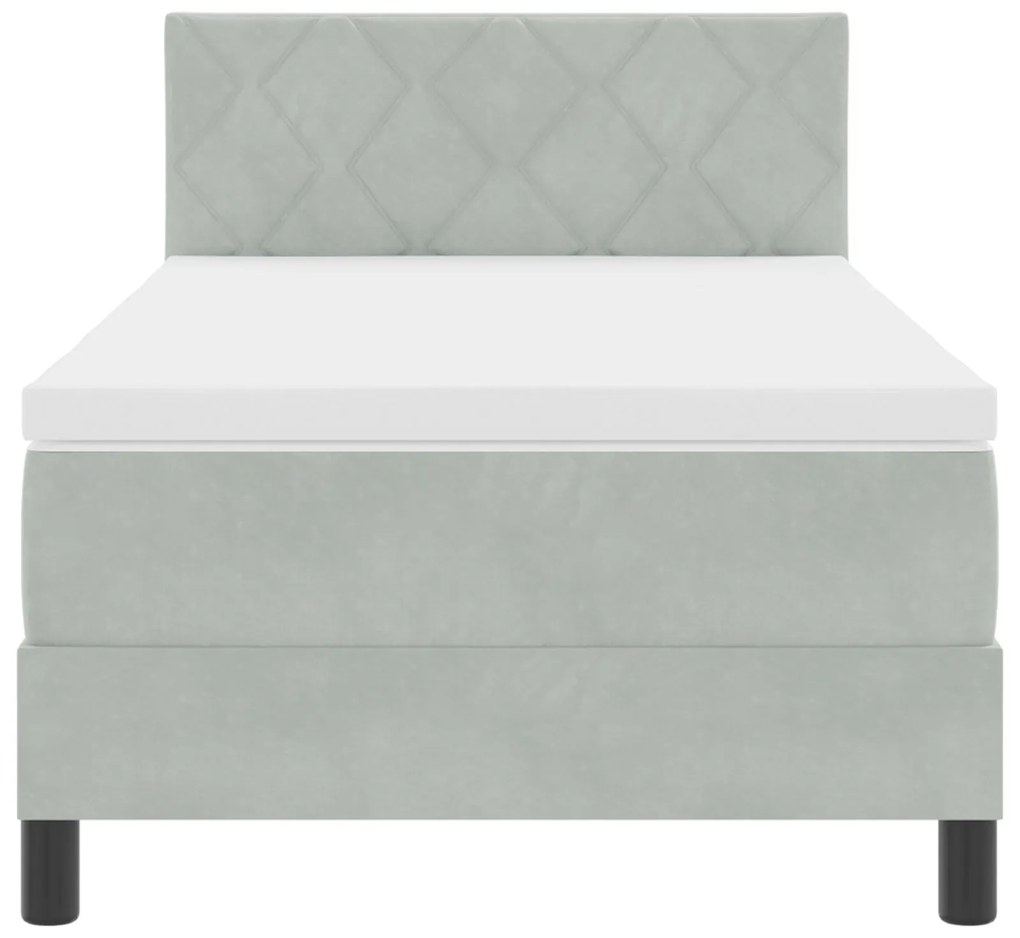 Cama com Box Spring e Colchão vidaXL Cinza Claro 90x200 cm Veludo