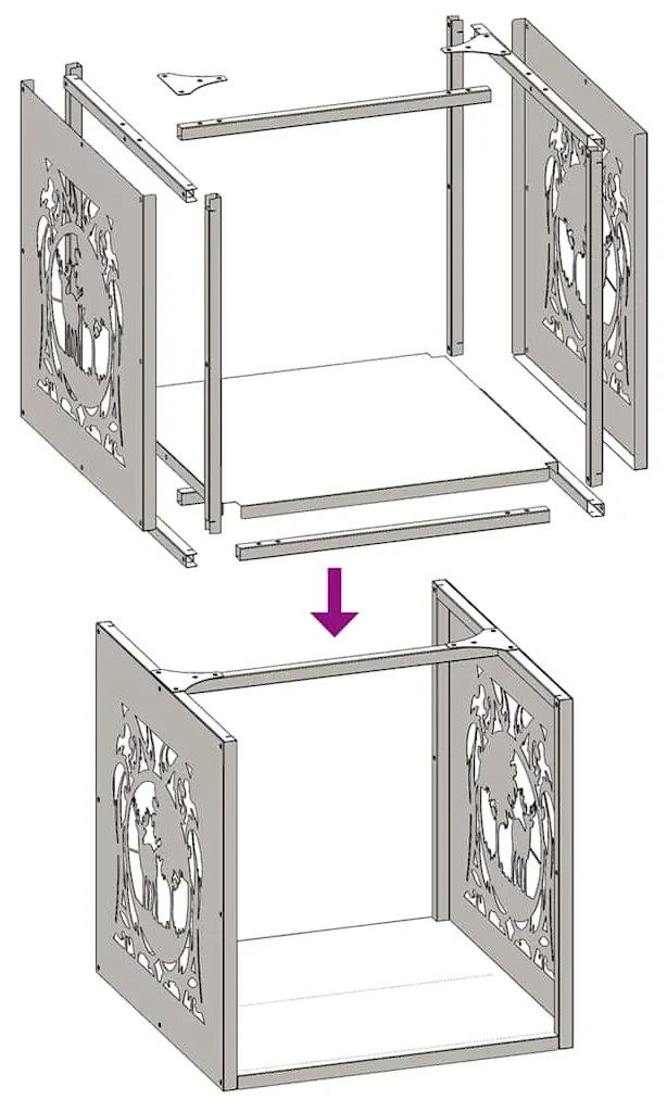 Suporte para lenha 40x40x40 cm aço laminado a frio branco