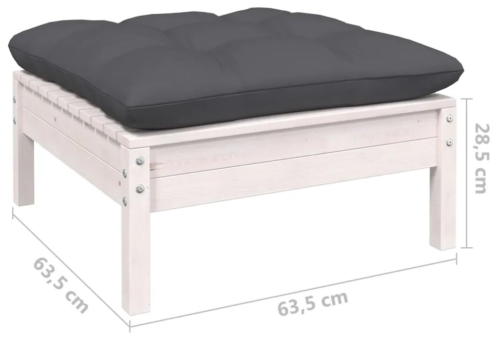 8 pcs conjunto lounge de jardim c/ almofadões pinho branco