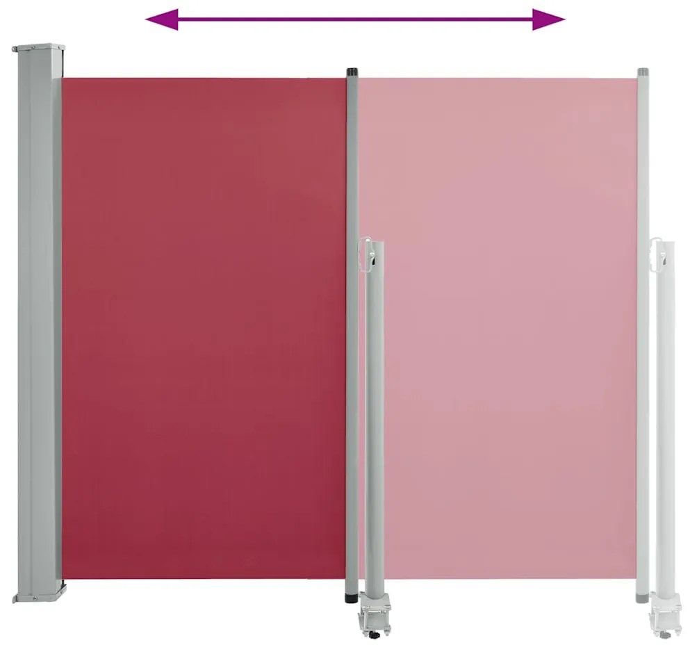 Toldo lateral retrátil para pátio 120x300 cm vermelho