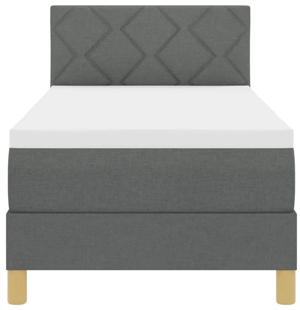 Cama Box com Colchão &amp; LED Cinza Escuro 80x200 cm Tecido