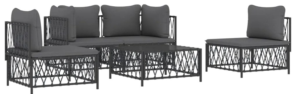 5 pcs conjunto lounge de jardim com almofadões aço antracite