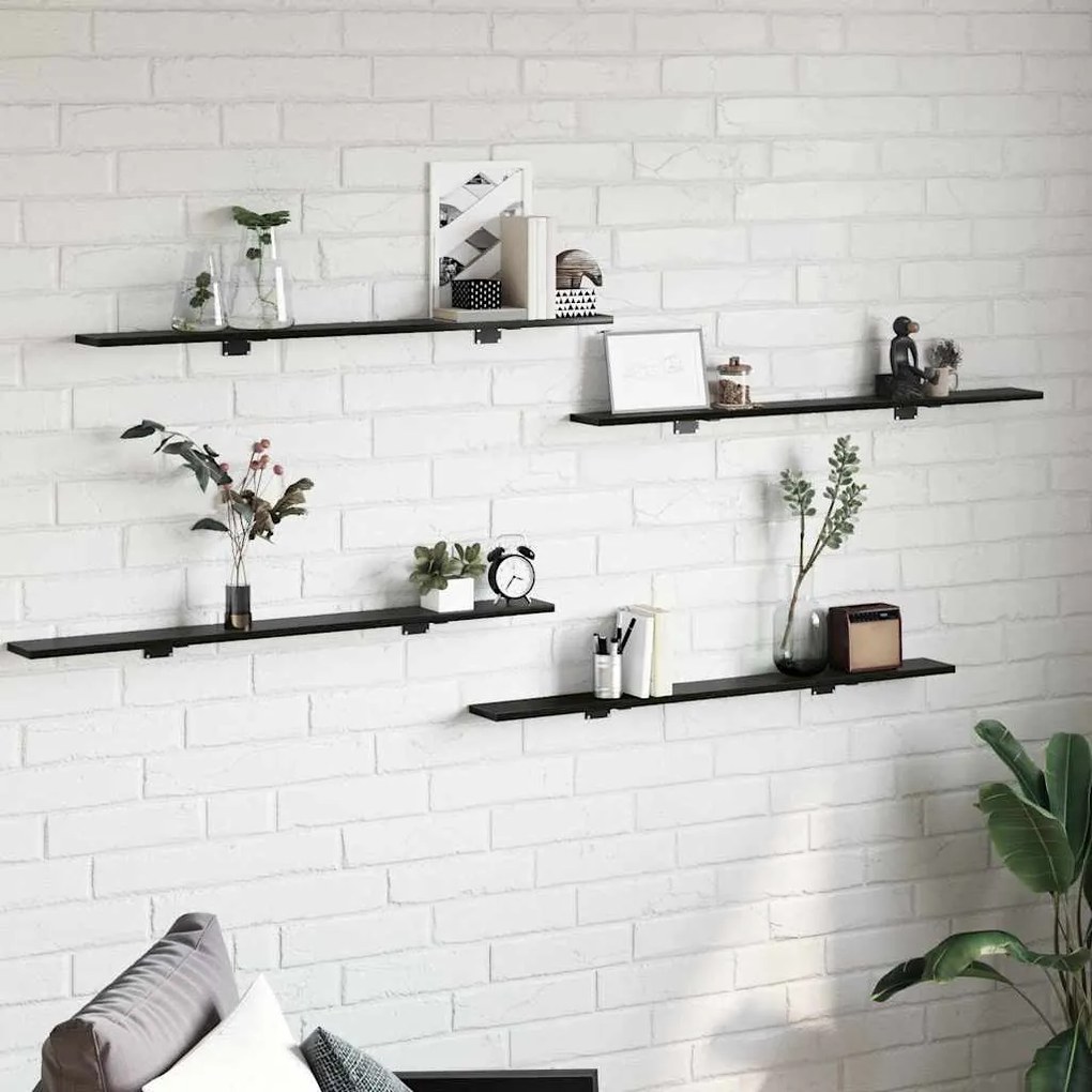 Prancha de Estante para Livros 4 pcs Preto 100 x 40 x 1.5cm
