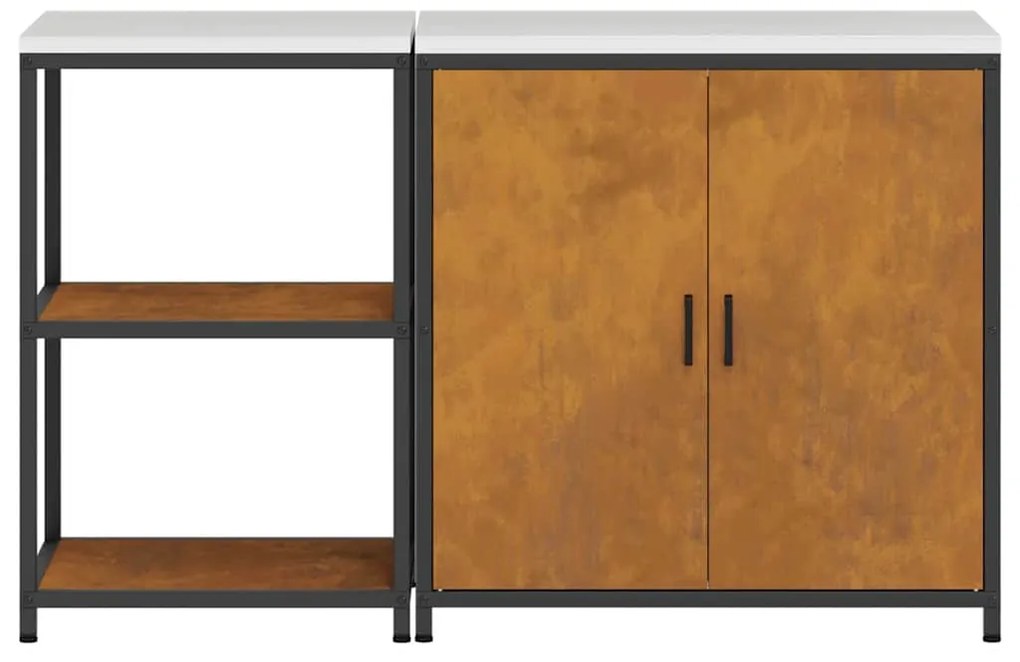 Conjunto de Armazenamento de Cozinha 2 pcs Ferro Enferrujado