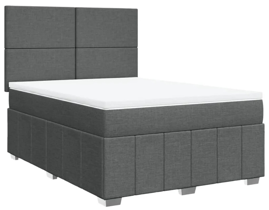 Cama com molas/colchão 140x200 cm tecido cinzento-escuro