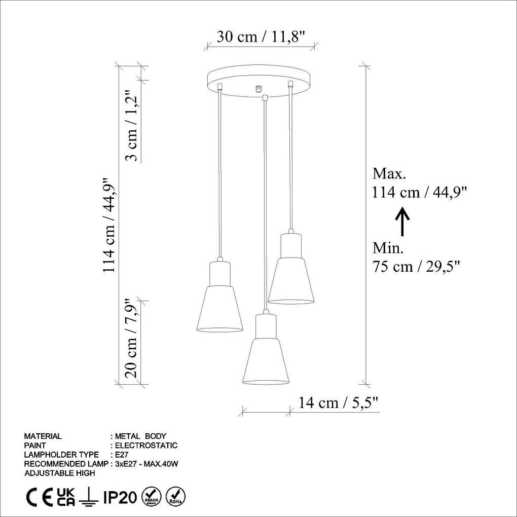 Chandelier Konikkem – Laranja – Diâmetro 40 cm