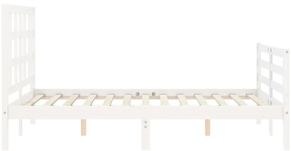 Estrutura de cama com cabeceira 120x200cm madeira maciça branco
