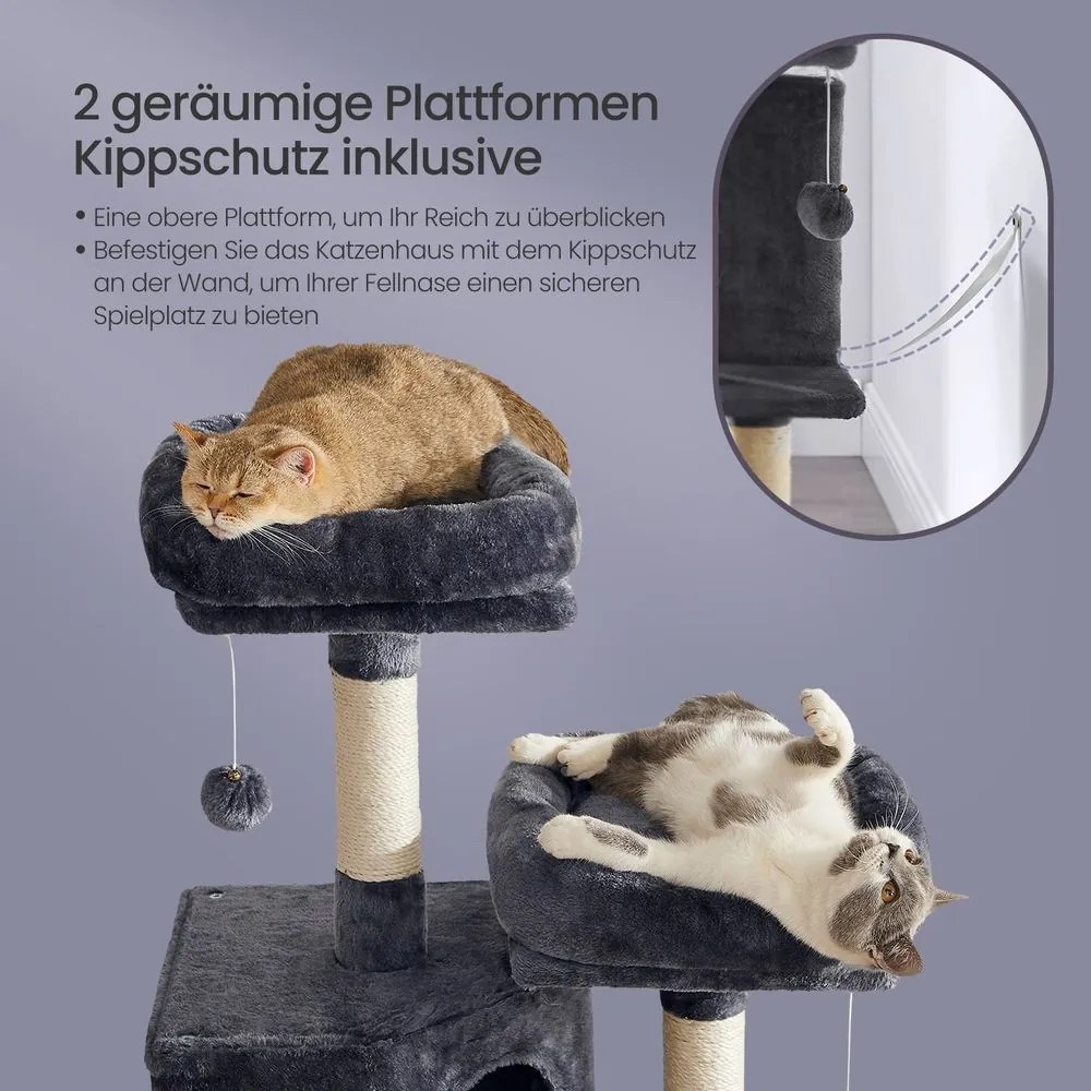 Arranhador para gatos 50 x 35 x 115 cm cinzento esfumaçado