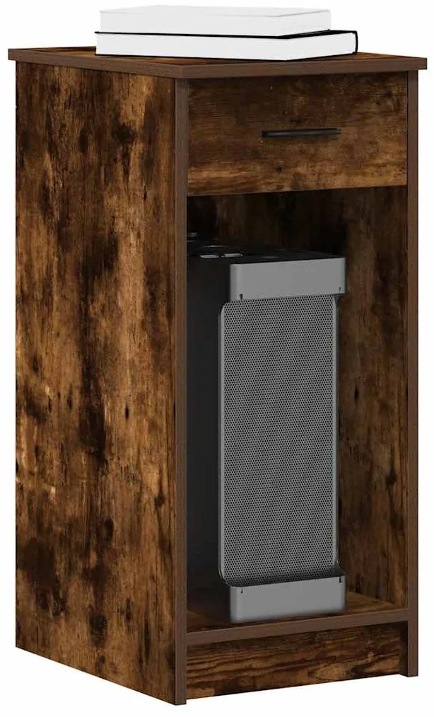 vidaXL Suporte torre computador com gaveta 35x45x77 cm carvalho fumado