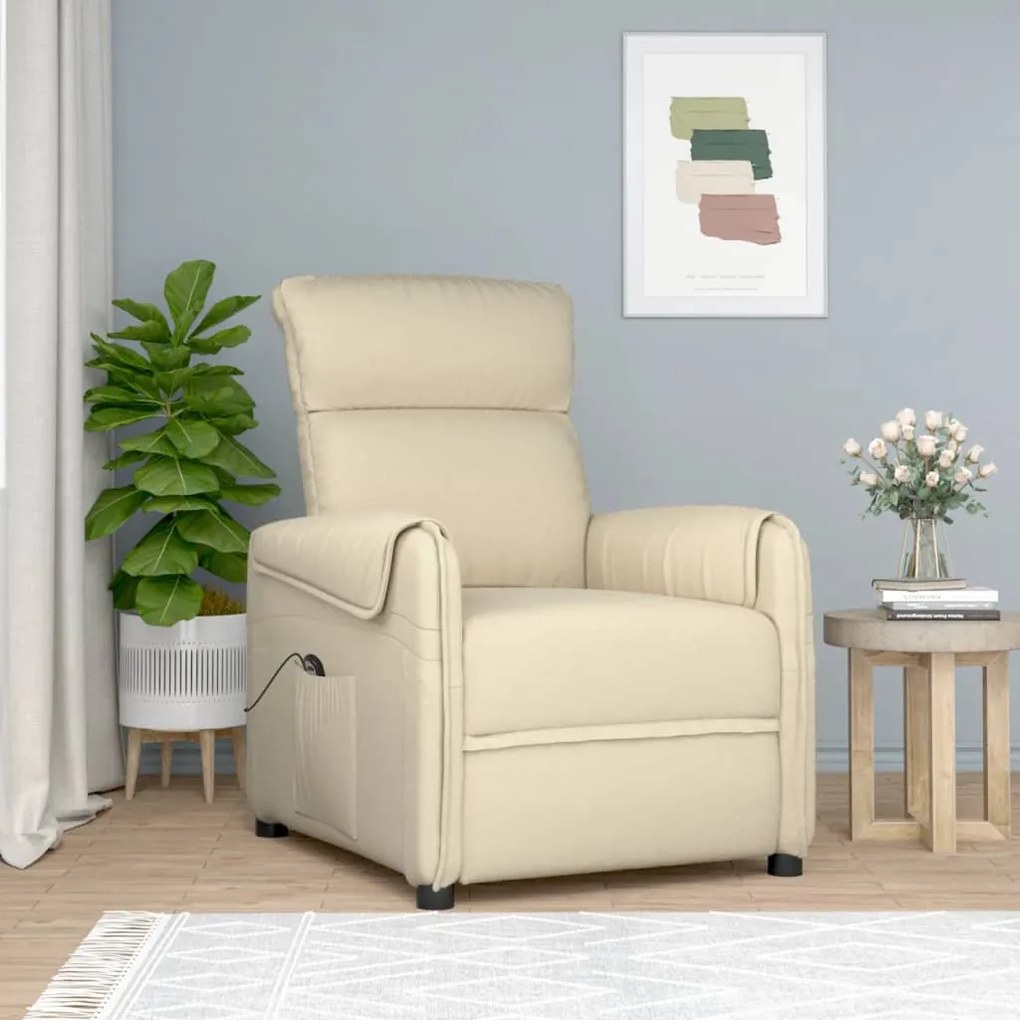 vidaXL Poltrona elevatória tecido cor creme