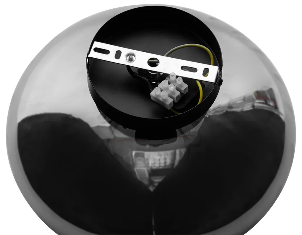 Candeeiro de teto Art Deco preto com vidro fumê - Ayesha