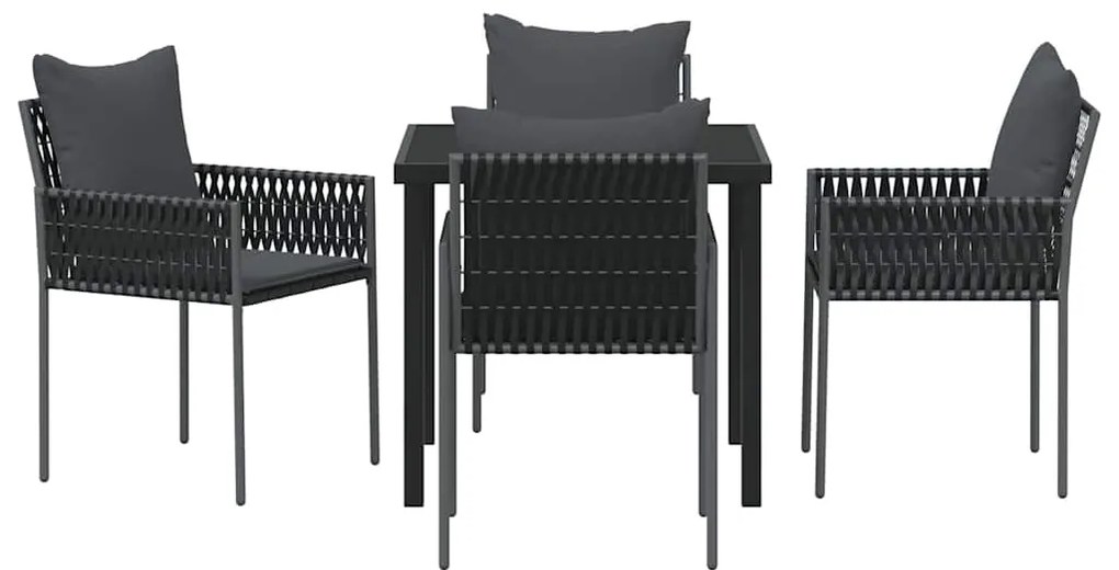 Conjunto de Jantar de Jardim 5 Peças com Almofadas e Cadeiras de Poli
