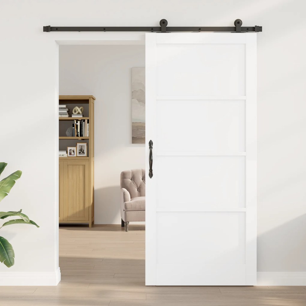 Porta Deslizante vidaXL com Conjunto de Ferragens Brancas 93x211 cm de