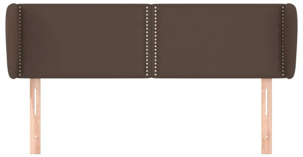 Cabeceira cama c/ abas couro artificial 147x23x78/88cm castanho