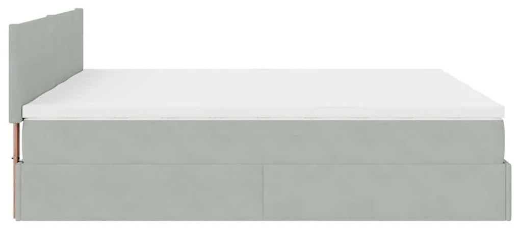 Estrutura cama otomana colchões 200x200cm veludo cinzento claro