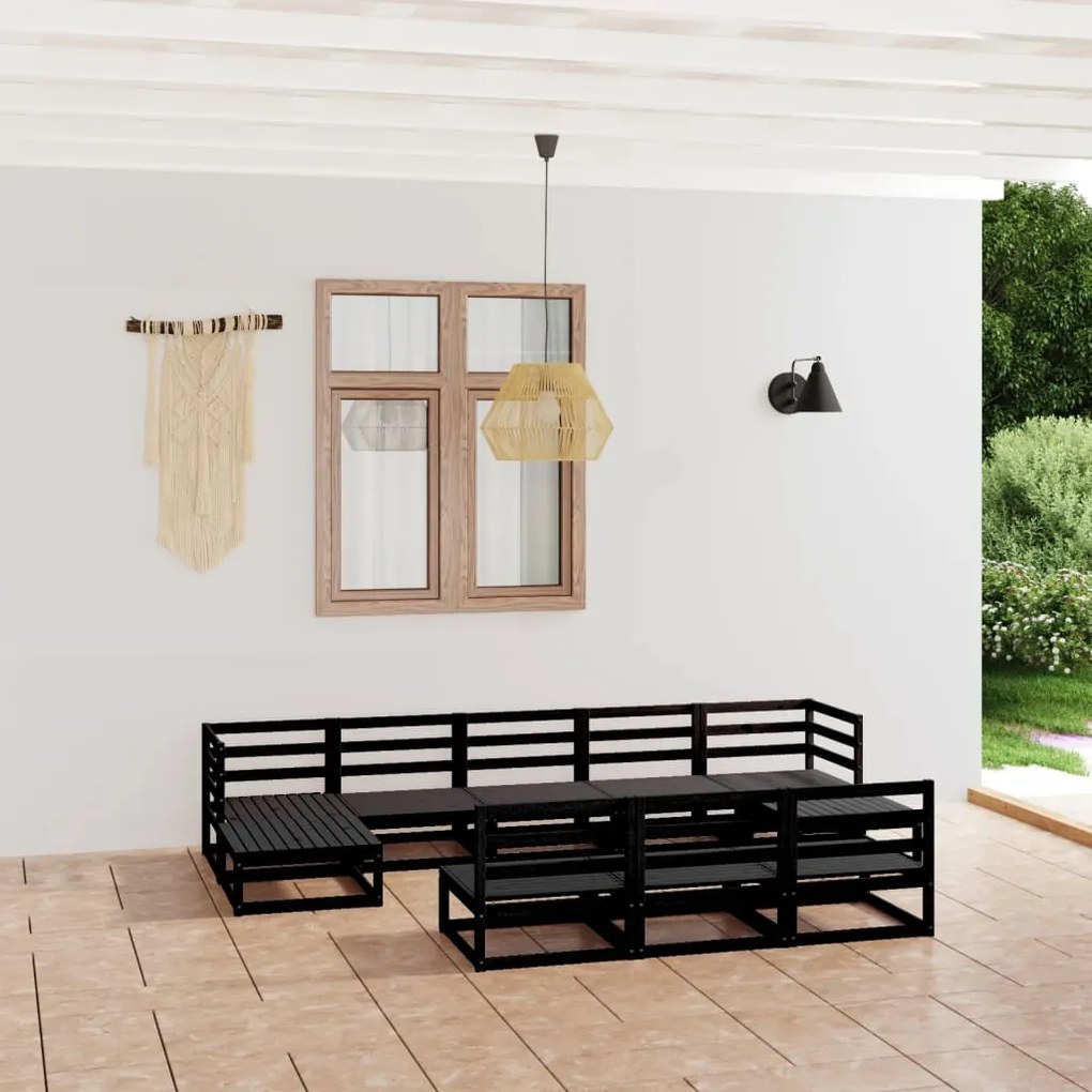 10 pcs conjunto lounge de jardim pinho maciço