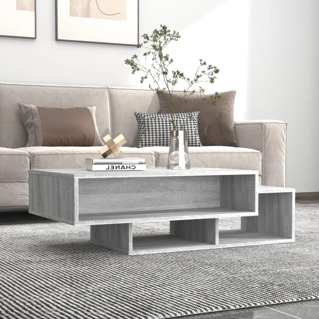 815982 vidaXL Mesa de centro 105x55x32cm derivados de madeira cinzento sonoma