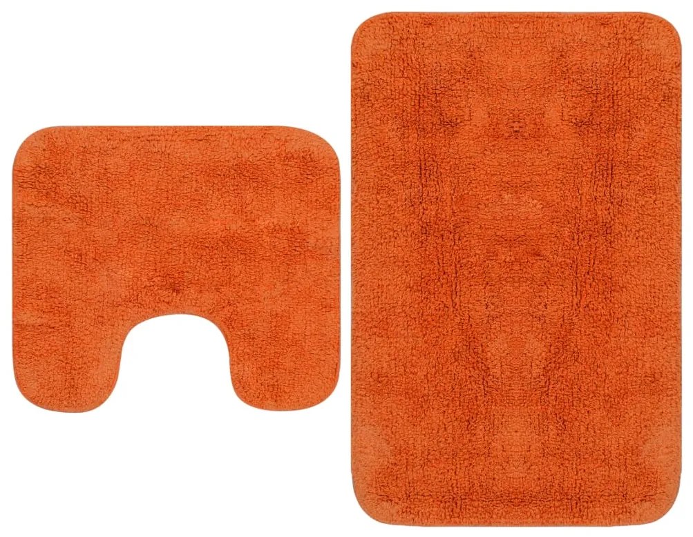 vidaXL Conjunto tapetes de casa de banho 2 pcs tecido laranja