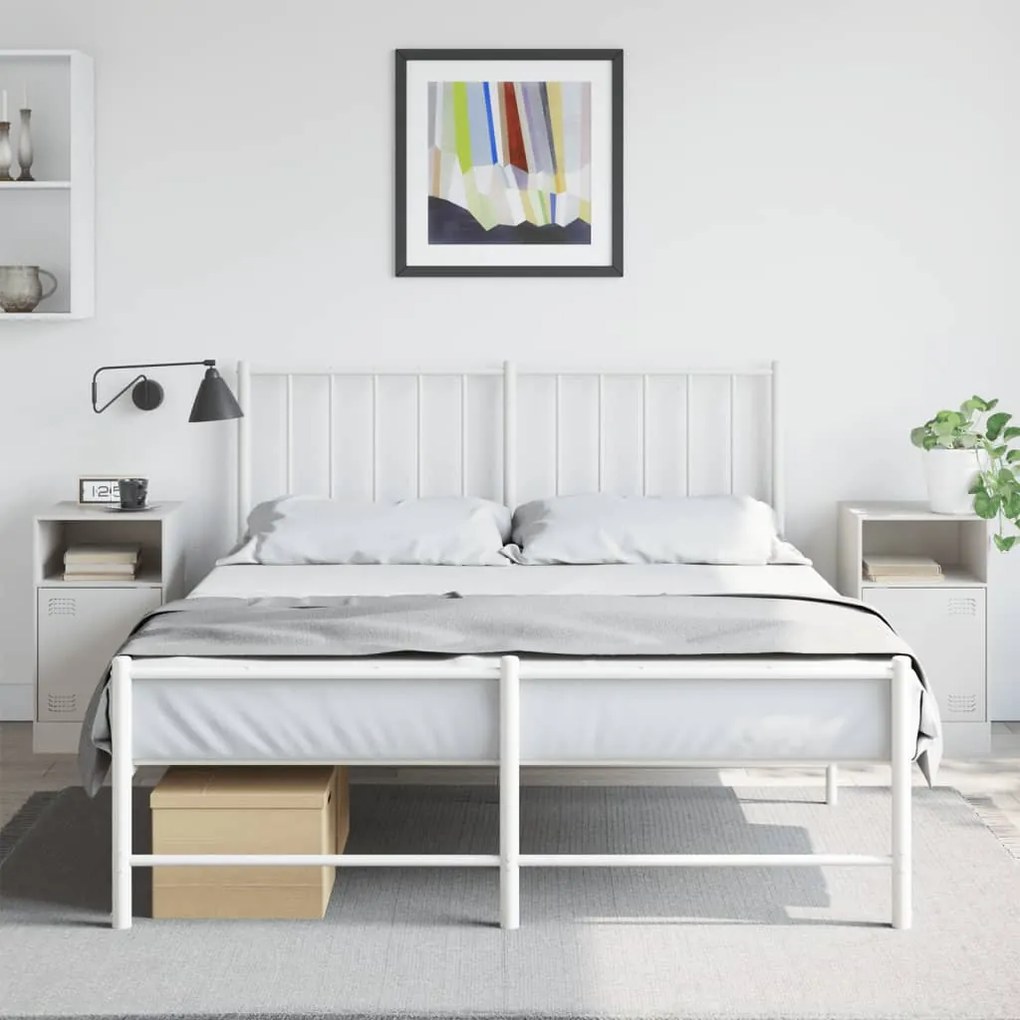 vidaXL Mesas de cabeceira 2 pcs 34,5x39x62 cm aço branco
