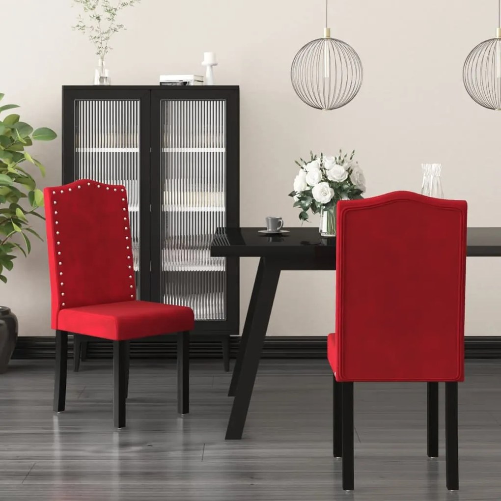 vidaXL Cadeiras de jantar 2 pcs veludo vermelho tinto
