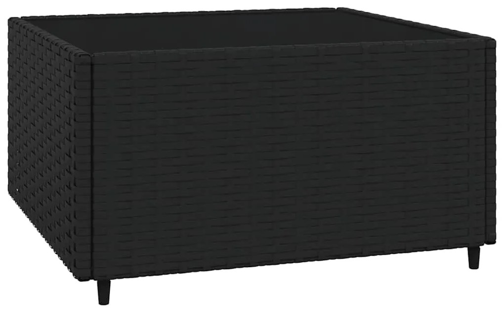 4 pcs conjunto lounge de jardim c/ almofadões vime PE preto