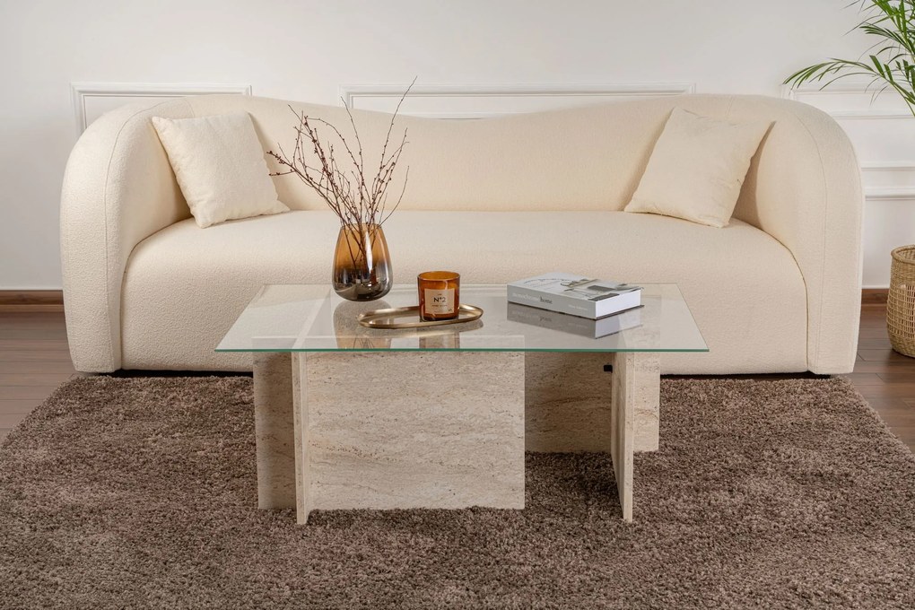 Mesa de Centro Vetrino – Travertino – 105 x 40 x 65 cm